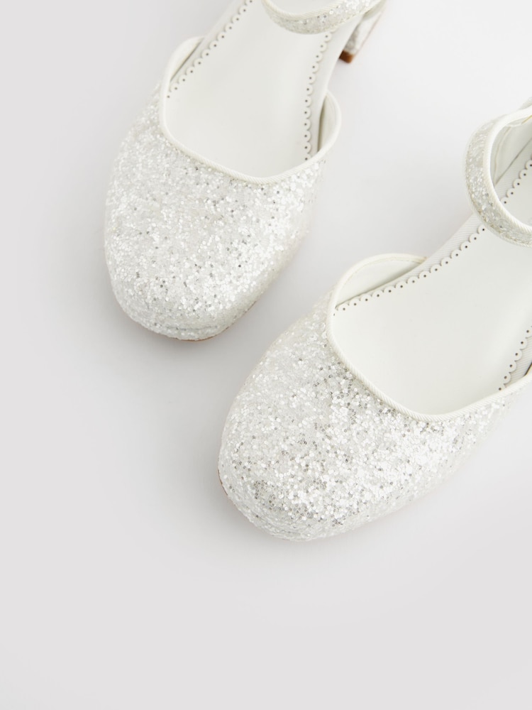 Weiß mit Glitzer - Schuhe für besondere Anlässe mit Plateauabsatz - Bild 5 von 5