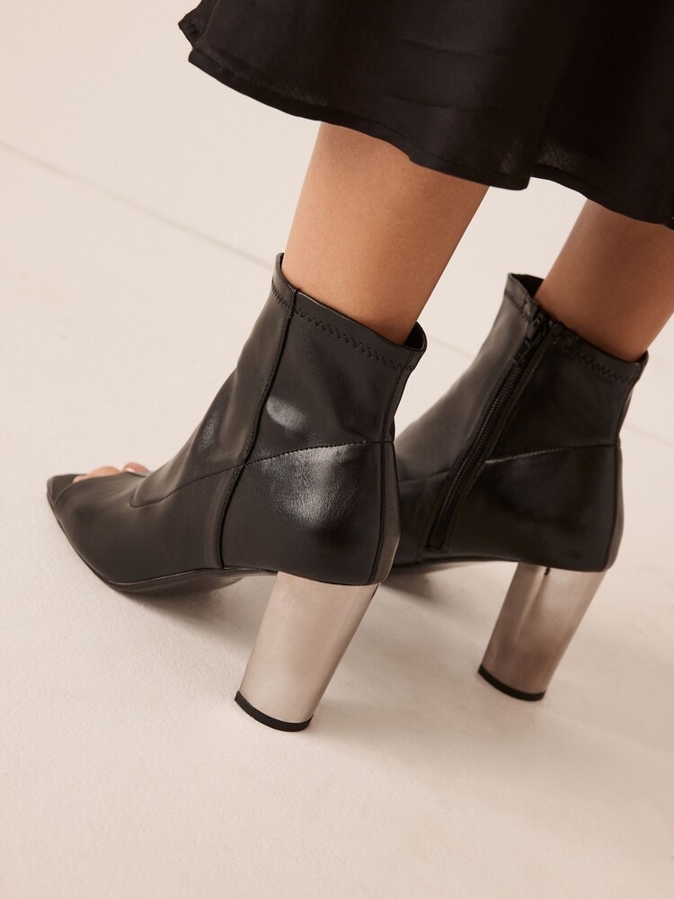 Black Forever Comfort® Metallic Block Heel Shoe Boots - Image 1 of 9 Black Forever Comfort® Metallic Block Heel Shoe Boots - Image 1 of 9