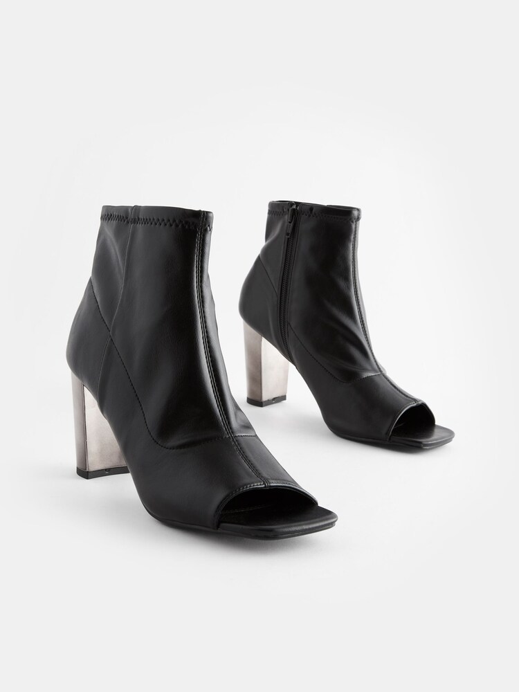 Black Forever Comfort® Metallic Block Heel Shoe Boots - Image 2 of 9 Black Forever Comfort® Metallic Block Heel Shoe Boots - Image 2 of 9