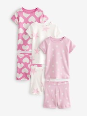 Pink/White Hearts Short Pyjamas 3 Pack (9mths-12yrs) - Image 2 of 7