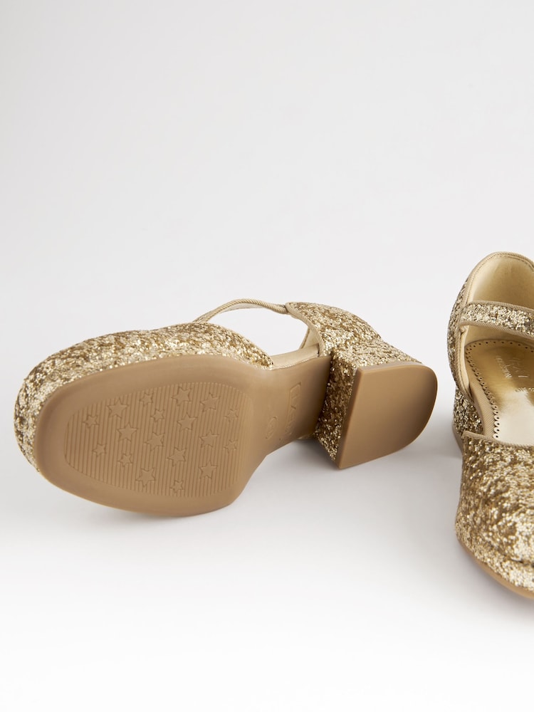 Buy Gold Glitter Platform Heel Occasion Shoes from the Next UK