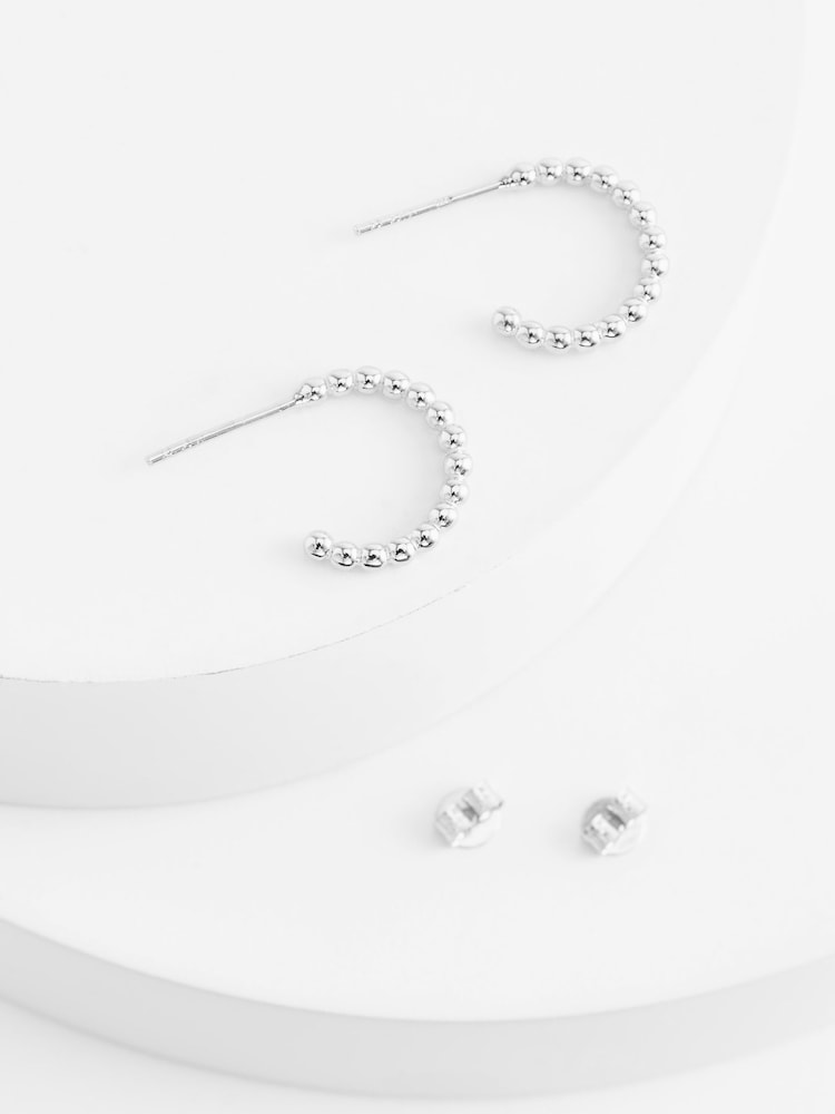 Sterling Silver Ball Hoop Earrings - Image 2 of 3