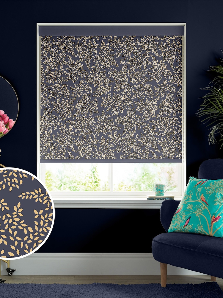 Sara Miller Smokey Blue Little Leaves Made to Measure Roller Blinds - Image 1 of 6