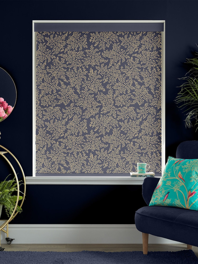 Sara Miller Smokey Blue Little Leaves Made to Measure Roller Blinds - Image 2 of 6