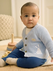 Pale Blue Bunny Baby Knitted Cardigan (0mths-2yrs) - Image 1 of 10