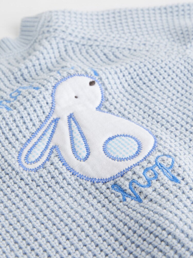 Pale Blue Bunny Baby Knitted Cardigan (0mths-2yrs) - Image 10 of 10