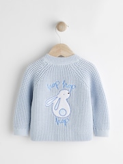 Pale Blue Bunny Baby Knitted Cardigan (0mths-2yrs) - Image 5 of 10