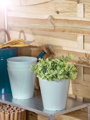 Wham Set of 4 Green Garden Studio 16cm Round Plastic Planters - Image 1 of 4