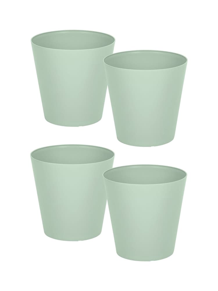 Wham Set of 4 Green Garden Studio 16cm Round Plastic Planters - Image 4 of 4