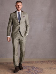 Taupe Slim Fit Signature Alfred Brown Wool Suit Trousers - Image 2 of 10