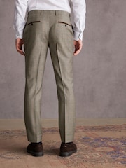 Taupe Slim Fit Signature Alfred Brown Wool Suit Trousers - Image 3 of 10