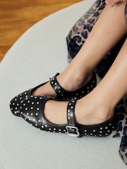 Black Studded Mary Jane Shoes - Image 3 of 8