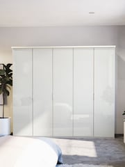 Wiemann Peyton White Glass Semi Fitted 5 Door Wardrobe - Image 1 of 4