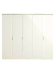 Wiemann Peyton White Glass Semi Fitted 5 Door Wardrobe - Image 2 of 4