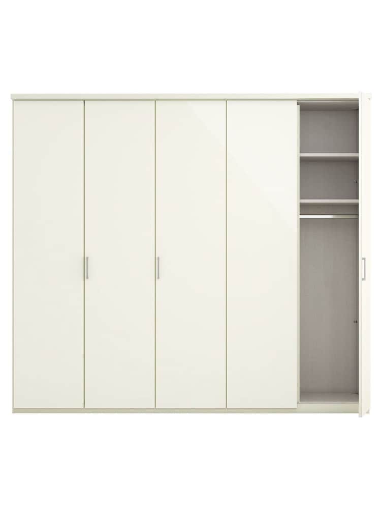 Wiemann Peyton White Glass Semi Fitted 5 Door Wardrobe - Image 4 of 4