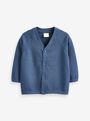 Navy Baby Knitted 100% Cotton Cardigan (0mths-3yrs) - Image 1 of 3