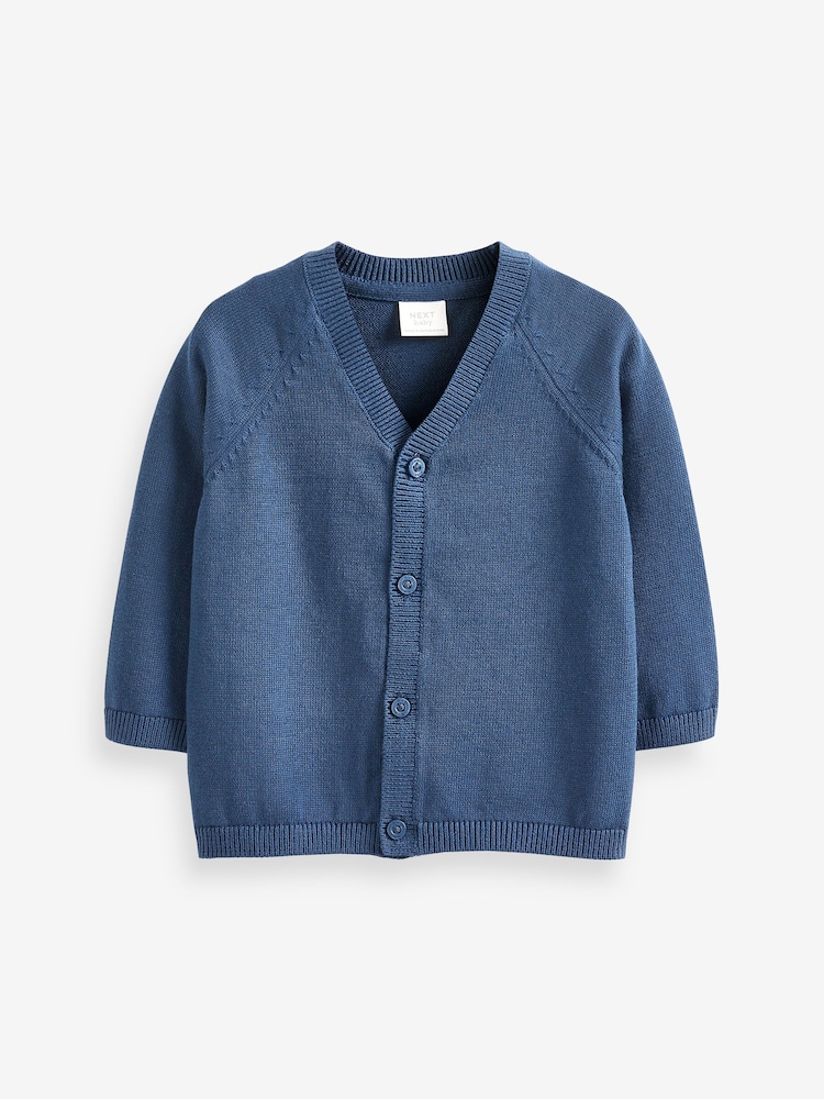 Navy Baby Knitted 100% Cotton Cardigan (0mths-3yrs) - Image 1 of 3
