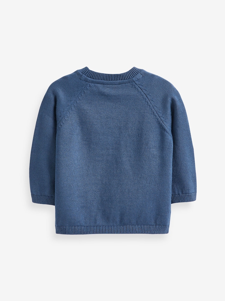 Navy Baby Knitted 100% Cotton Cardigan (0mths-3yrs) - Image 2 of 3