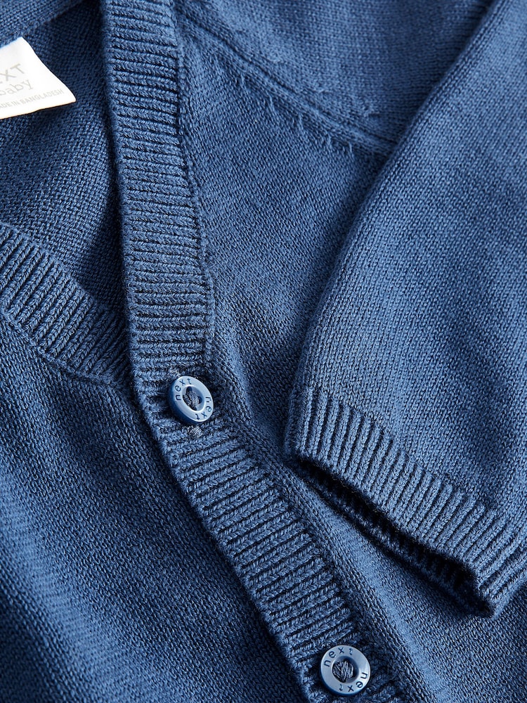 Navy Baby Knitted 100% Cotton Cardigan (0mths-3yrs) - Image 3 of 3