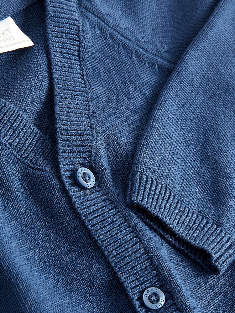 Navy Baby Knitted 100% Cotton Cardigan (0mths-3yrs) - Image 3 of 3 Navy Baby Knitted 100% Cotton Cardigan (0mths-3yrs) - Image 3 of 3