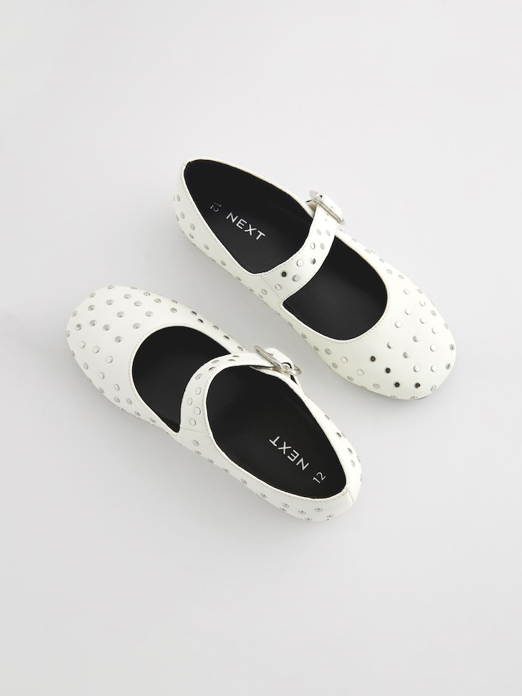 Biały - Buty w stylu Mary Jane zdobione ćwiekami - Image 3 of 6