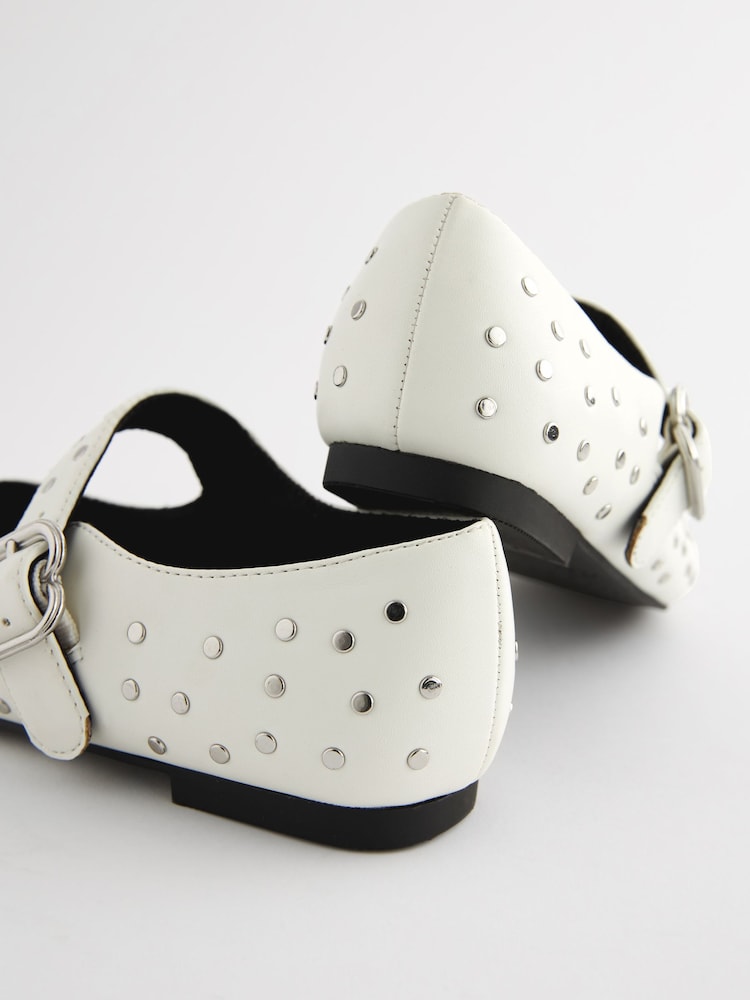 Biały - Buty w stylu Mary Jane zdobione ćwiekami - Image 5 of 6