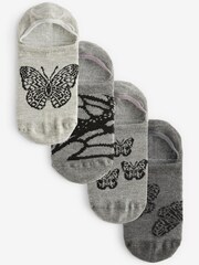 Monochrome Butterfly Invisible Socks 4 Pack - Image 1 of 5
