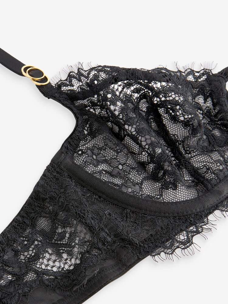 Black Glamour Lace Strappy Non Padded Balcony Bra - Image 9 of 9 Black Glamour Lace Strappy Non Padded Balcony Bra - Image 9 of 9