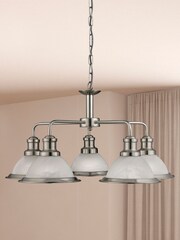 Searchlight Silver Honeysuckle Satin 5Lt Pendant Ceiling Light - Image 1 of 3