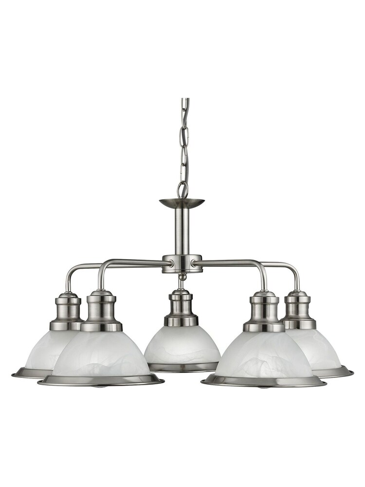 Searchlight Silver Honeysuckle Satin 5Lt Pendant Ceiling Light - Image 2 of 3