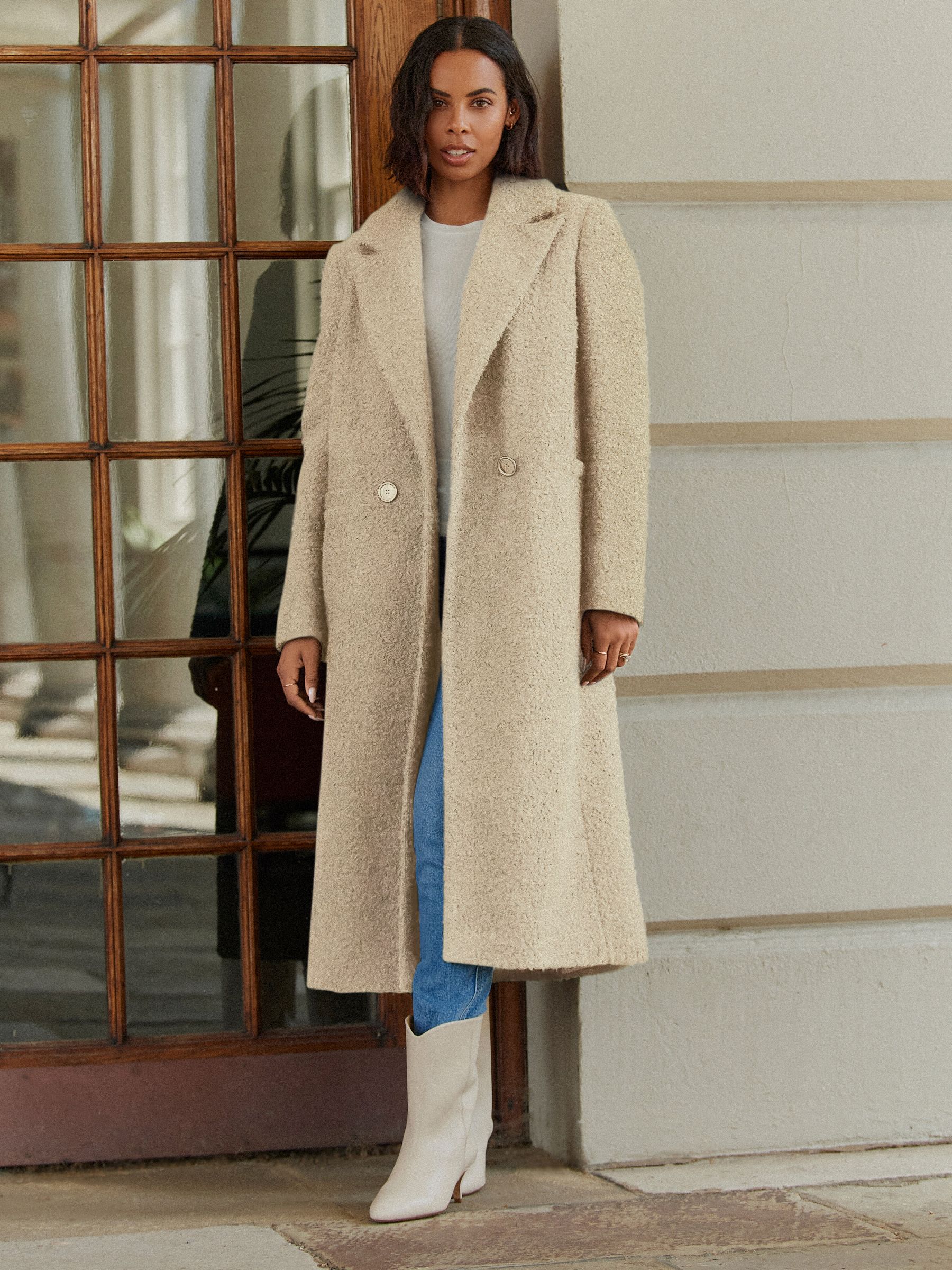 Buy Cream Longline Boucle Coat from Next Luxembourg