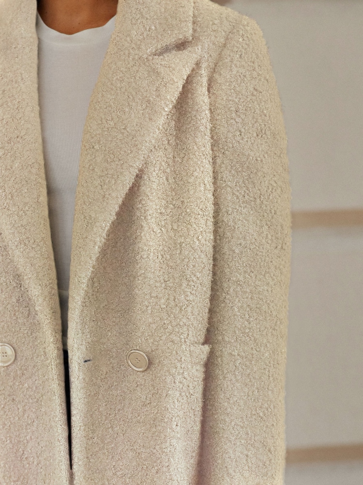 Boucle Long Teddy Coat Beige Buy Cream Longline Bouclé Coat From