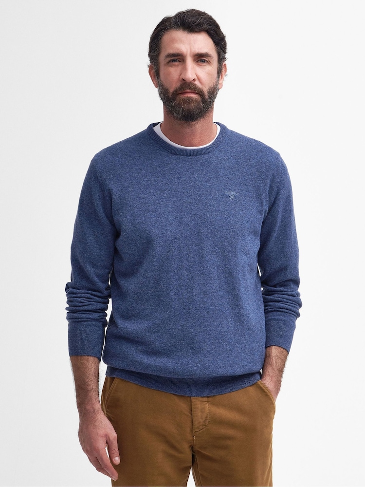 Barbour® Blue Lambswool Crew Neck Jumper - Image 1 of 7
