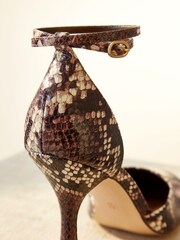 Snake Premium Leather Closed Round Toe Heel Shoes - Image 13 of 15