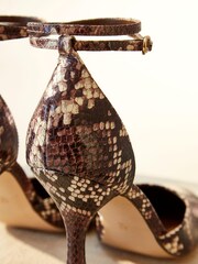 Snake Premium Leather Closed Round Toe Heel Shoes - Image 14 of 15