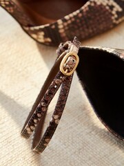 Snake Premium Leather Closed Round Toe Heel Shoes - Image 15 of 15
