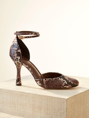 Snake Premium Leather Closed Round Toe Heel Shoes - Image 5 of 15