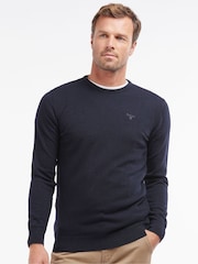 Barbour® Navy Lambswool Crew Neck Jumper - Image 1 of 8