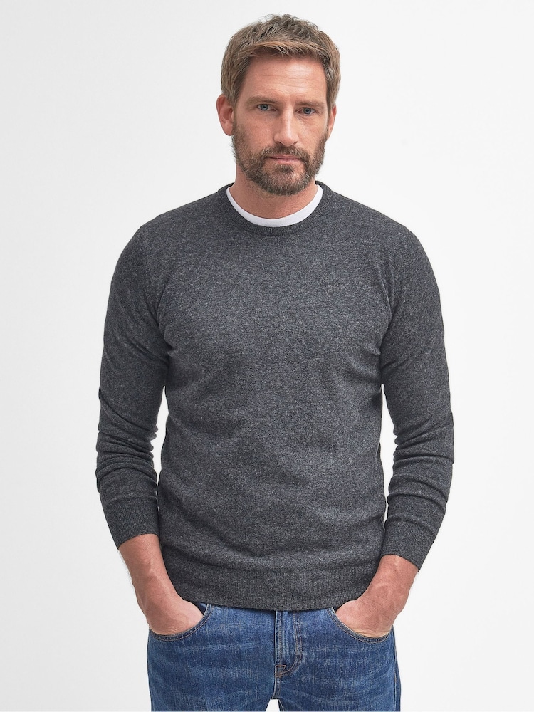 Barbour® Charcoal Grey Lambswool Crew Neck Jumper - Image 1 of 8
