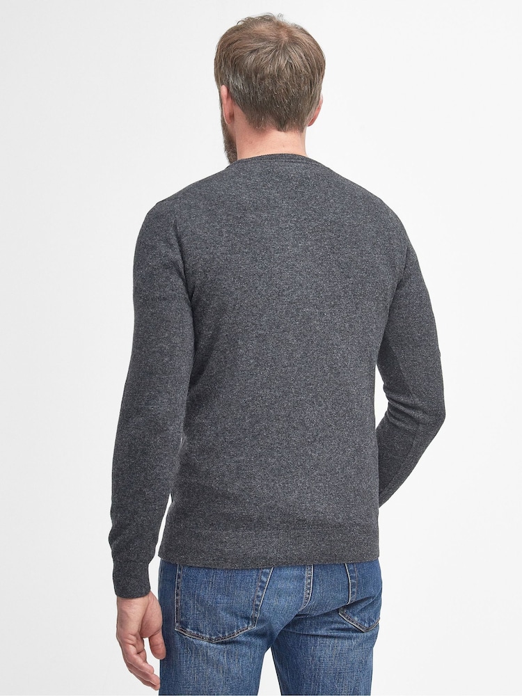 Barbour® Charcoal Grey Lambswool Crew Neck Jumper - Image 2 of 8