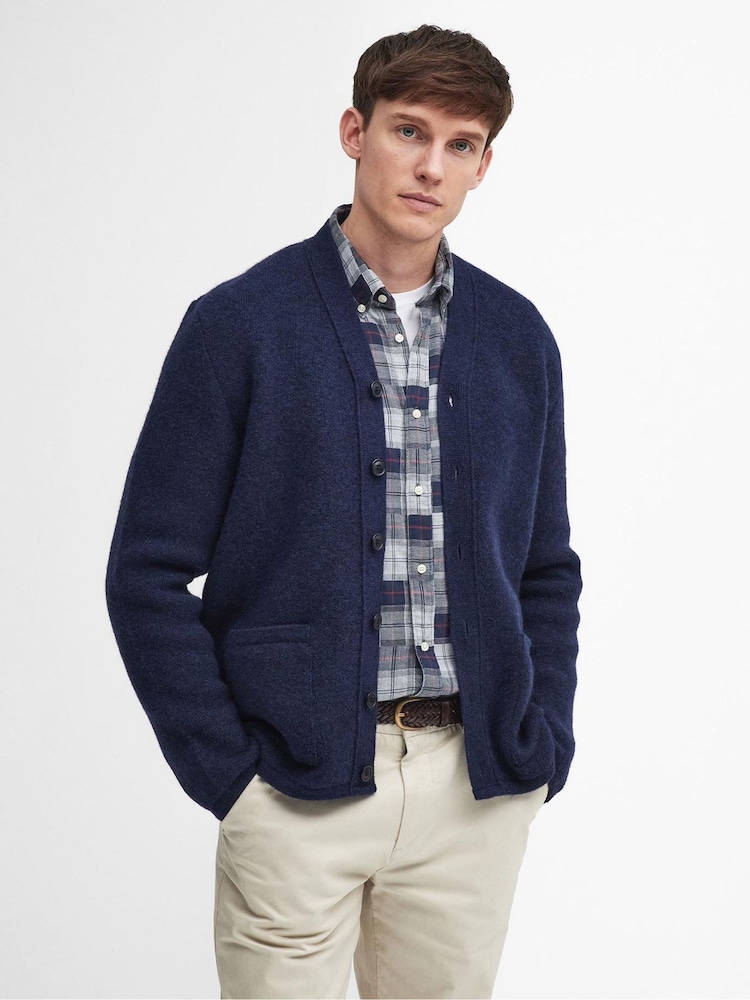Barbour® Navy Langside Knitted Cardigan - Image 1 of 7 Barbour® Navy Langside Knitted Cardigan - Image 1 of 7