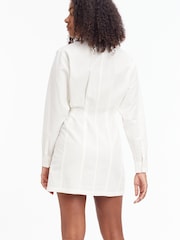 Calvin Klein Jeans Long Sleeve Seersucker White Dress - Image 2 of 6