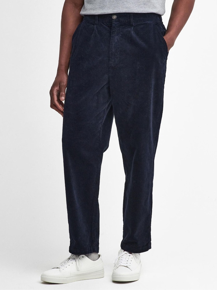 Barbour® Navy Relaxed Fit Stretch Cord Trousers - Image 2 of 6