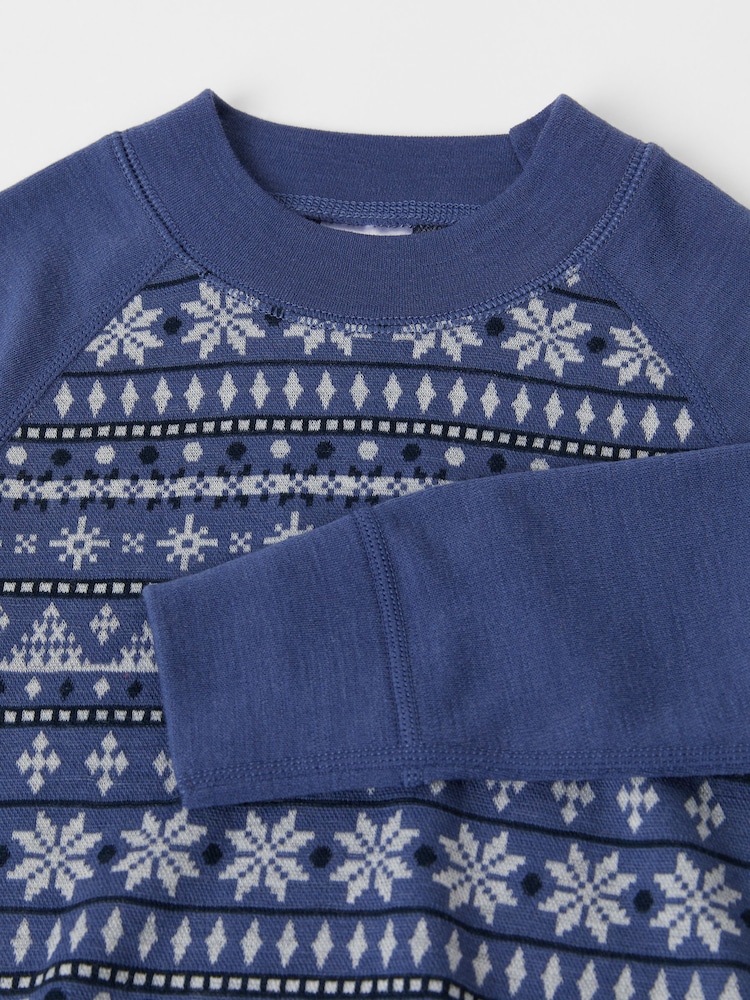 Polarn O. Pyret Blue Merino Wool Thermal Top - Image 2 of 2