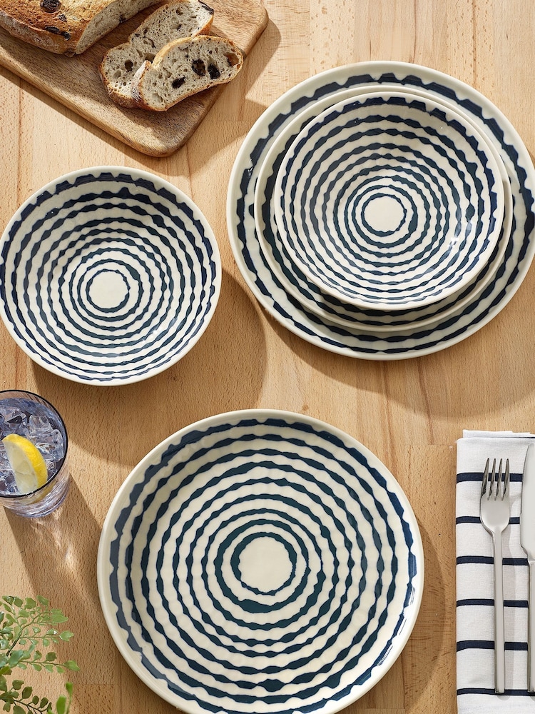 12 Piece Blue Almeria Dinner Set - Image 1 of 6