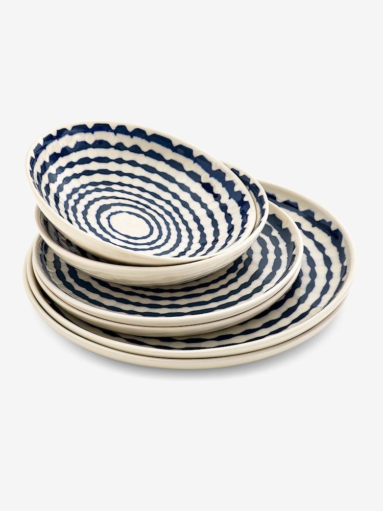 12 Piece Blue Almeria Dinner Set - Image 6 of 6