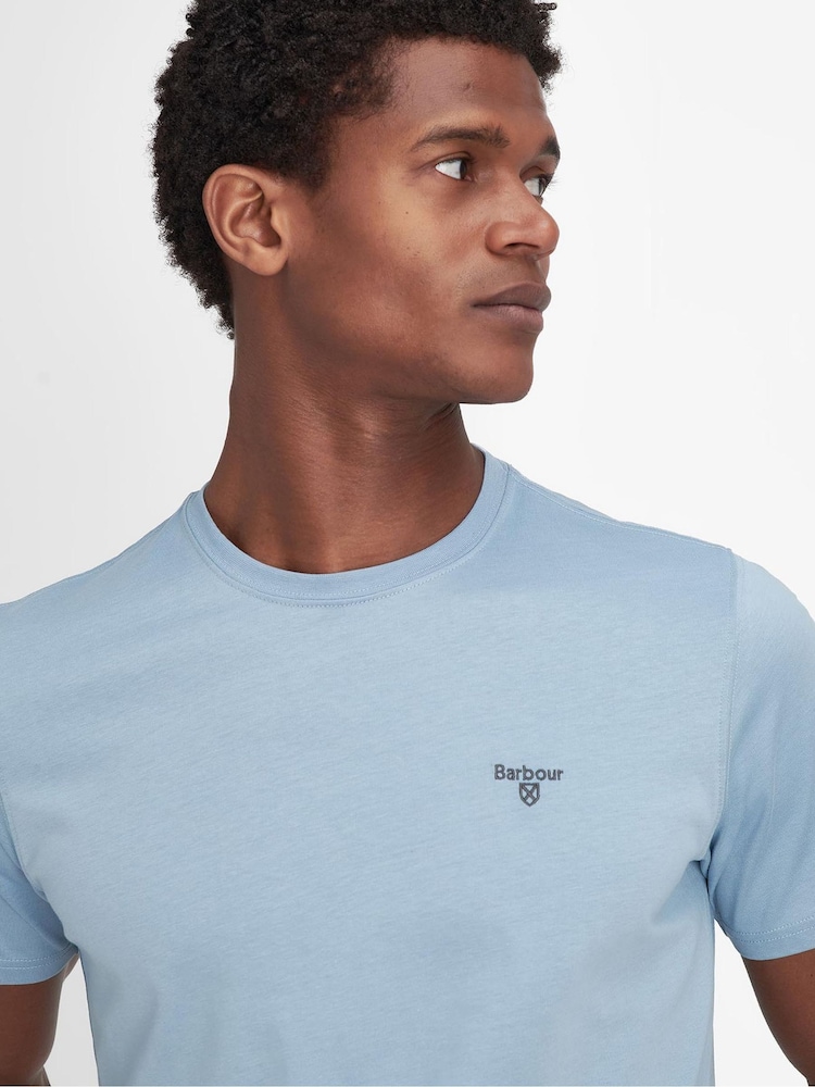 Barbour® Light Blue Mens 100% Cotton Sports T-Shirt - Image 4 of 5
