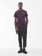 Barbour® Burgundy Red Mens 100% Cotton Sports T-Shirt - Image 1 of 6