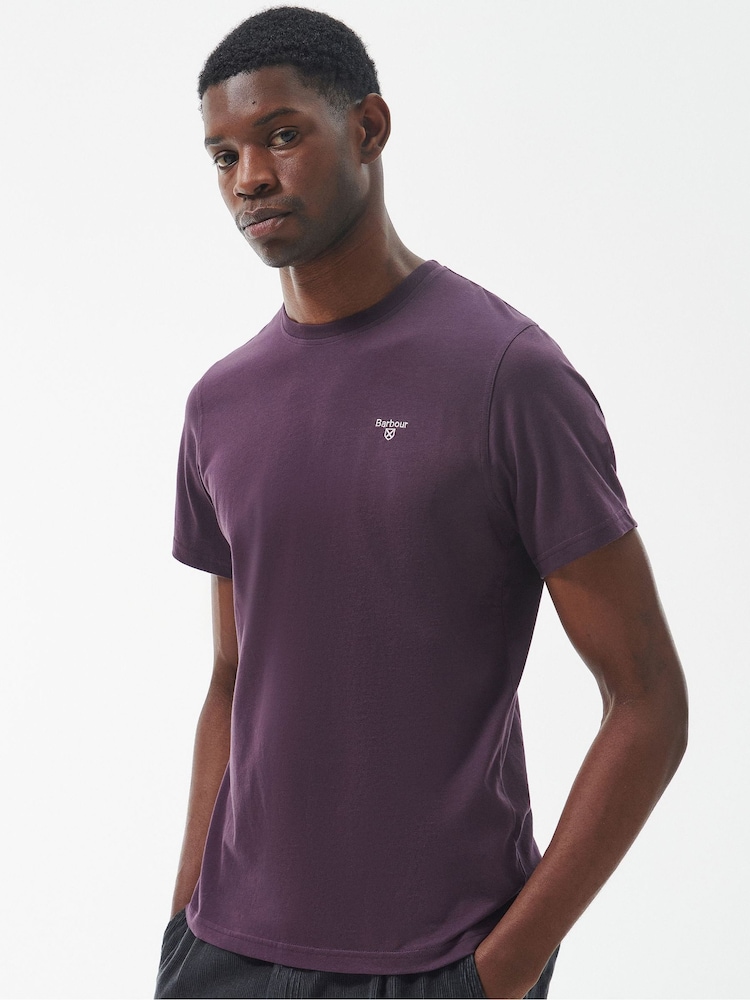 Barbour® Burgundy Red Mens 100% Cotton Sports T-Shirt - Image 2 of 6