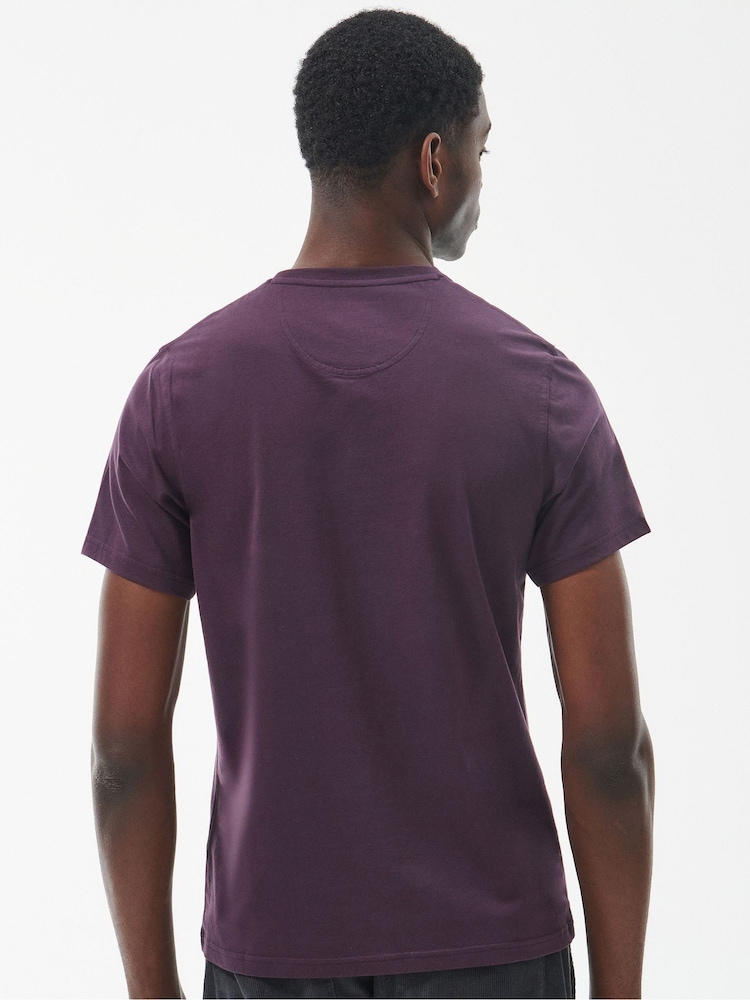 Barbour® Burgundy Red Mens 100% Cotton Sports T-Shirt - Image 3 of 6